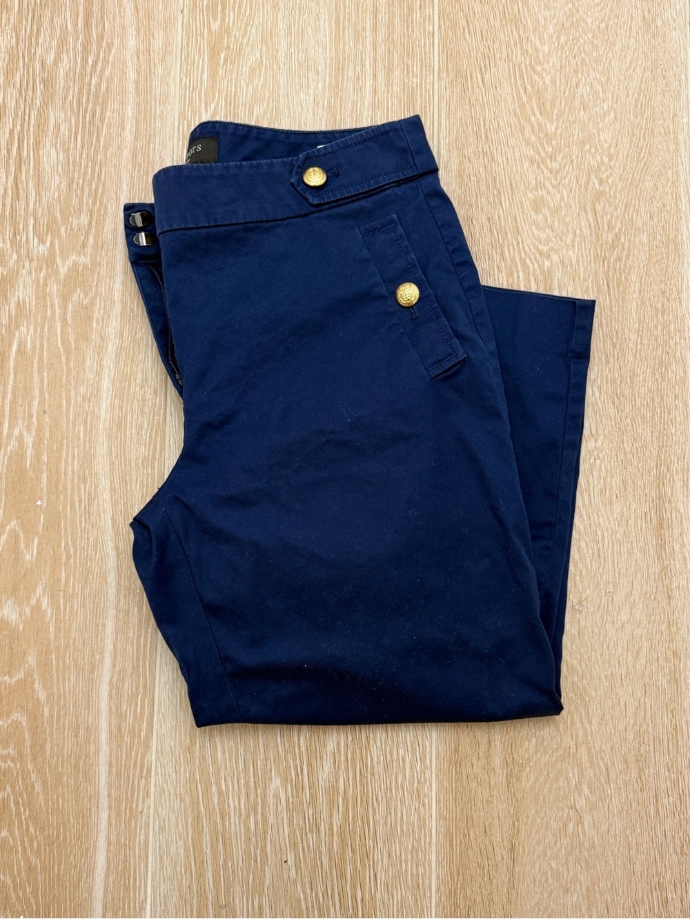 Talbots Navy Petite Pants with Button Detail